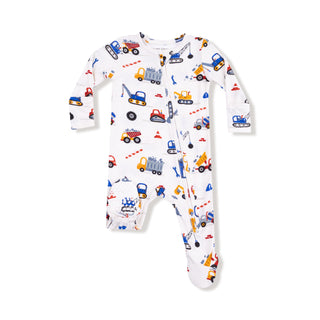 Angel Dear Footie with Zipper - Crayon Construction
Children's onesie with construction vehicle pattern on a white background