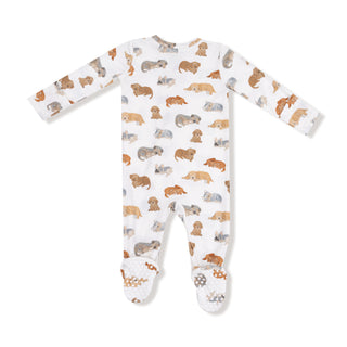 Angel Dear Footie with Zipper - Napping Puppies
Baby onesie with dog pattern on a white background