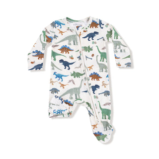 Angel Dear Footie with Zipper - Washy Dinos
Baby onesie with dinosaur pattern on a white background