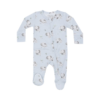 Angel Dear 2 Way Zipper Footie - Gray Elephants Blue