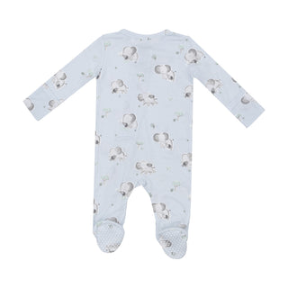 Angel Dear 2 Way Zipper Footie - Gray Elephants Blue