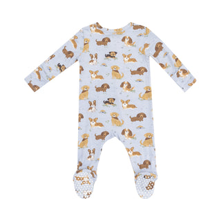 Angel Dear 2 Way Zipper Footie - Best Friend Dogs Blue