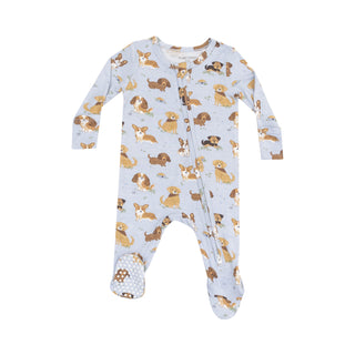 Angel Dear 2 Way Zipper Footie - Best Friend Dogs Blue
