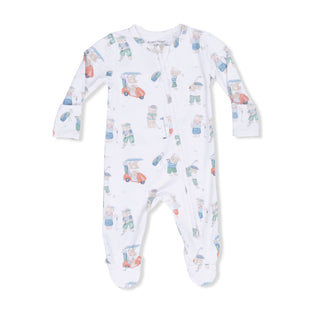 Angel Dear 2 Way Zipper Footie - Golfing Teddy Bears