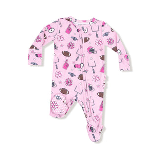 Angel Dear 2 Way Ruffle Back Zipper Footie - Game Day Pink