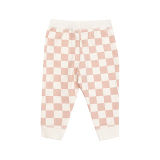 Angel Dear French Terry Ruffle Patch Sweatshirt & Jogger Set - Checkerboard Pink