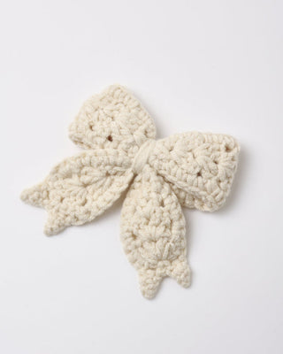 Quincy Mae Crochet Bow hair clip in natural color, adorable accessory for children's hair styling.