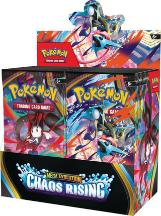 Pokémon Chaos Rising booster pack of cards by Basically Bows & Bowties, featuring colorful Pokémon-themed card designs.