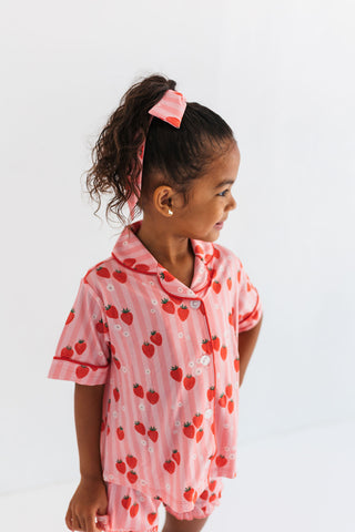 In My Jammers Red Strawberry Kids Button Up Short Set