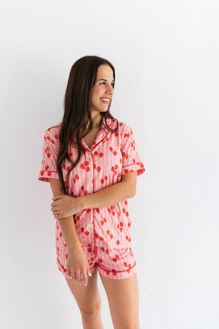 In My Jammers Red Strawberry Women's Short Set