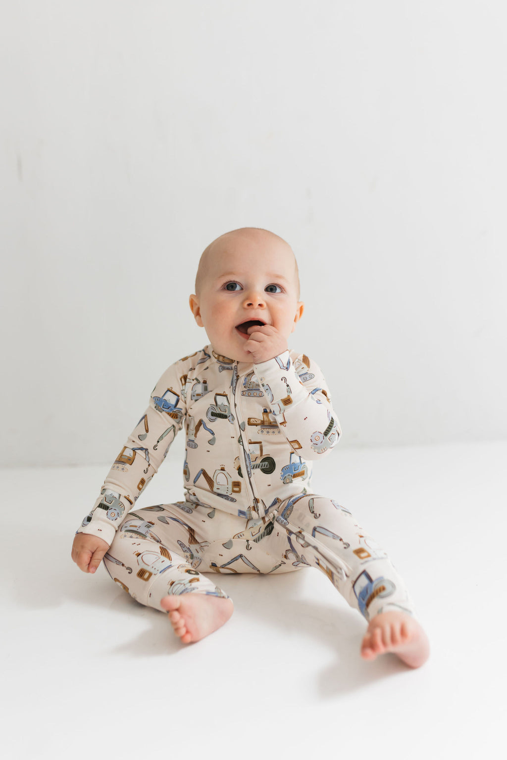 In My Jammers Zipper Romper - Little Excavator – Basically Bows & Bowties
