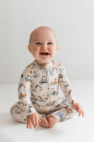 In My Jammers Zipper Romper - Little Excavator
