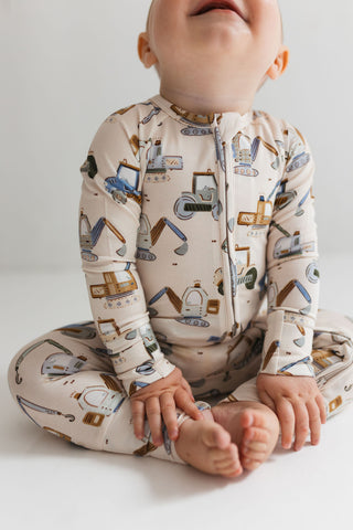 In My Jammers Zipper Romper - Little Excavator