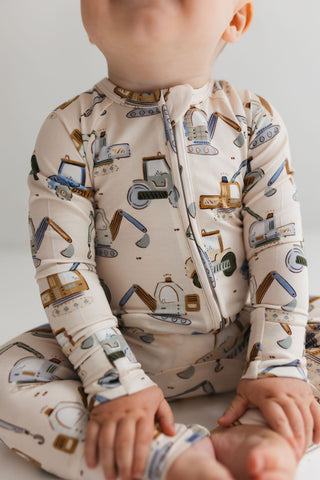 In My Jammers Zipper Romper - Little Excavator