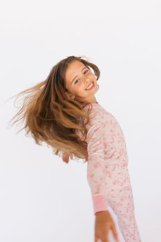 In My Jammers Rosie Bow two-piece pajama set featuring a matching top and bottom with playful bow details.
