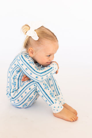 In My Jammers Forever Blooming two-piece pajama set with floral print, featuring a relaxed fit top and matching pants.