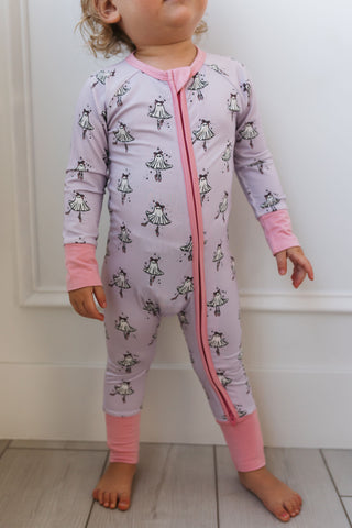 In My Jammers Ballerina Ghost Zipper Romper