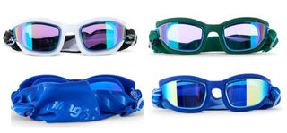 Bling2oSoft Line Swim Goggles
Four pairs of swim goggles in different colors with reflective lenses.