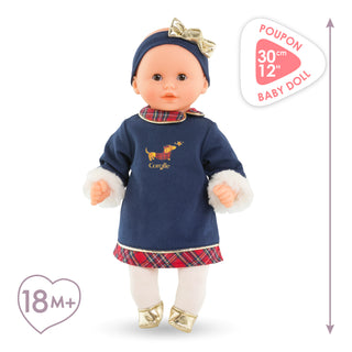 Corolle 12" Doll - Bébé Calin Margaux - Holidays
Baby doll with navy outfit and plaid elements on a white background