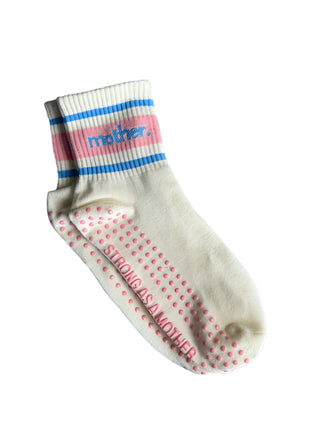 Mother. Throwback Half Crew Striped Grip Socks