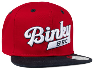 BinkyBro Kids Ballito Red Hat
Red cap with 'Binky Bro' logo on a white background