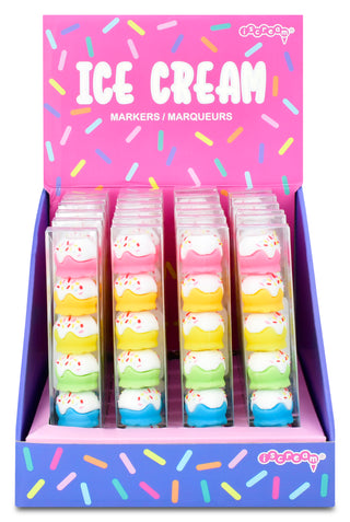Iscream Ice Cream Stackable Markers Display of ice cream-themed markers with a colorful packaging design.