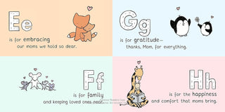 Penguin Random House ABCs of Love for Mom (Books of Kindness) Board Book
Educational children's book page with letters E, G, F, and H, each paired with a animal illustration and a short phrase.