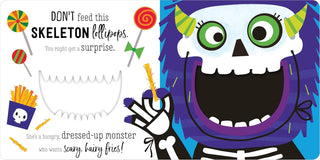 Scholastic Don't Feed The Monster Board Book
Halloween-themed illustration with a skeleton and text on a blue background