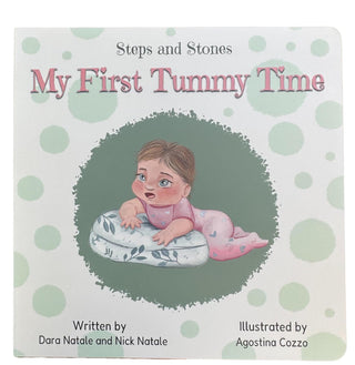 My First Tummy Time - Baby Board Book
Book cover of 'My First Tummy Time' with a baby illustration on a polka dot background