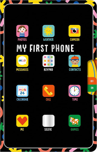 My First Phone Board Book
Children's book cover with colorful app icons on a black background