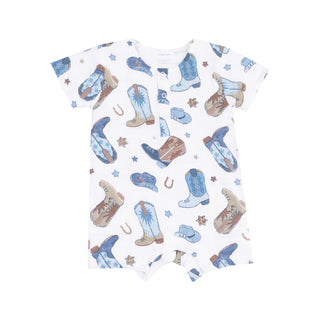 Angel Dear Muslin Henley Shortall - Cowboy Boots