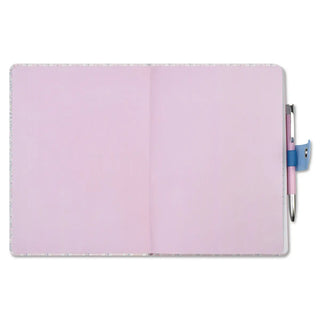 Iscream Floral Stripes Journal
Open pink notebook with a pen on a white background