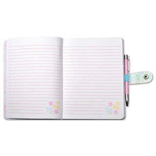 Open Iscream Ditsy Patchwork Journal showing lined pages with colorful patchwork details