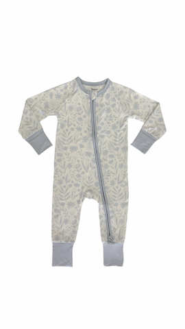 In My Jammers Mia Blue Floral Zipper Romper