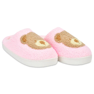 Iscream Beary Cute Slippers
Pair of pink slippers with bear face design on a white background