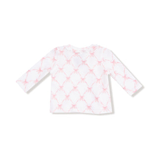 Angel Dear Take Home Set - Ribbon Bow Trellis
White long-sleeve shirt with pink bow pattern on a white background