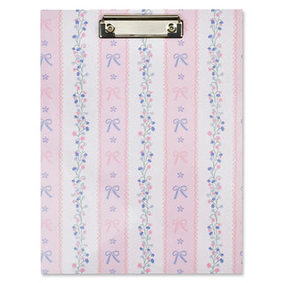 Iscream Floral Stripes Clipboard Set
Clipboard with decorative cover featuring ribbons and flowers on a pink background