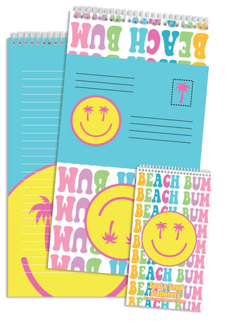 Iscream Beach Bum Seal & Send Stationery
Three notebooks with 'Beach Bum' and smiley face designs on a white background