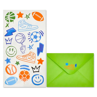 Iscream Corey Paige Let's Go Sports Clipboard Set
Colorful sports-themed card with a green envelope on a white background