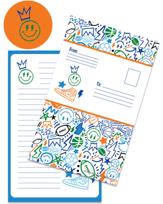 Iscream Corey Paige Let's Go Foldover Cards
Colorful stationery set with doodles on a white background