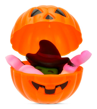 Iscream Jack-O-Lantern Surprise Toy
Orange pumpkin-shaped container with a witch inside on a white background