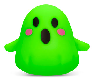 Iscream Ghost Squeeze Toy
A bright lime green ghost-shaped figure with black oval eyes, a black open mouth, and pink cheeks, shown against a plain white background.