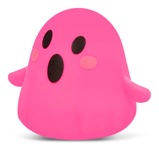 Iscream Ghost Squeeze Toy
A bright pink ghost-shaped plush toy with black eyes and mouth, pink cheeks, and small pink arms, shown on a clean white background.