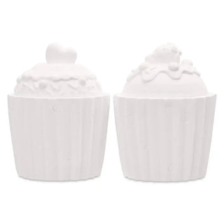 Iscream Paint Your Own Cupcakes
Two white ceramic containers with decorative lids on a white background