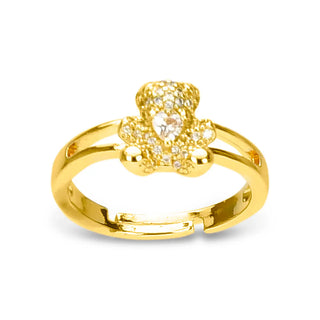 Iscream Bear Charm Necklace & Ring Set
Gold teddy bear ring on a white background