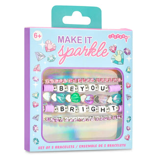 Iscream Make It Sparkle Bracelet Set
Packaged set of bracelets with 'Make It Sparkle' text and colorful design.