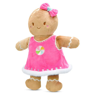 Iscream Gina Ginger Plush
Stuffed gingerbread doll with a pink dress and bow on a white background