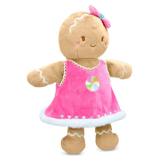 Iscream Gina Ginger Plush
Plush toy gingerbread girl in a pink dress with a candy design on a white background
