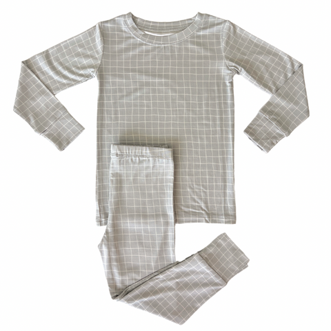 In My Jammers Grey Grid L/S 2pc PJ Set