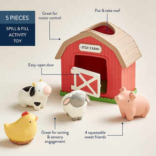 Itzy Ritzy Itzy Play Barn™
Toy barn with farm animals and features highlighted on a light background
